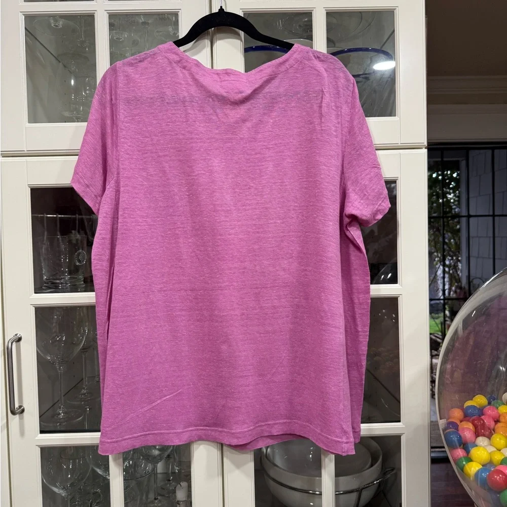 J. Jill Pink Linen Short Sleeve Top - Picture 2 of 4